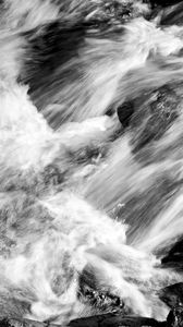 Preview wallpaper water, flow, stones, foam, bw