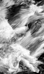 Preview wallpaper water, flow, stones, foam, bw