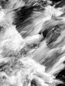 Preview wallpaper water, flow, stones, foam, bw