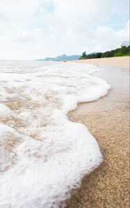 Preview wallpaper water, foam, sand, sea, tropics, nature