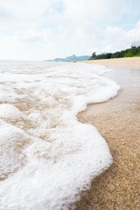 Preview wallpaper water, foam, sand, sea, tropics, nature