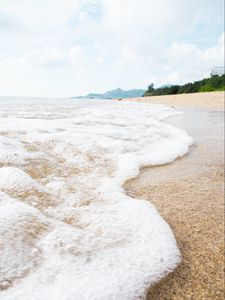 Preview wallpaper water, foam, sand, sea, tropics, nature