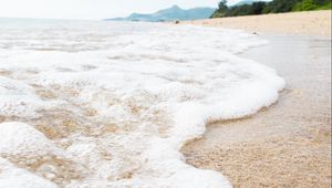 Preview wallpaper water, foam, sand, sea, tropics, nature