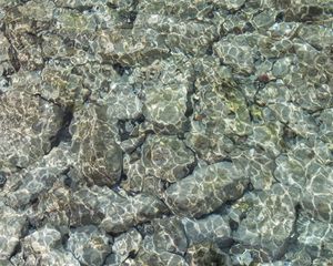 Preview wallpaper water, glare, stones, bottom, transparent