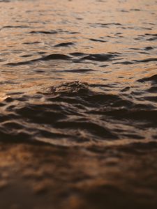 Preview wallpaper water, glare, waves, wavy, ripples, sunset