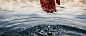Preview wallpaper water, hand, touch, drops, ripples