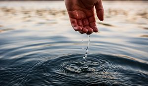 Preview wallpaper water, hand, touch, drops, ripples