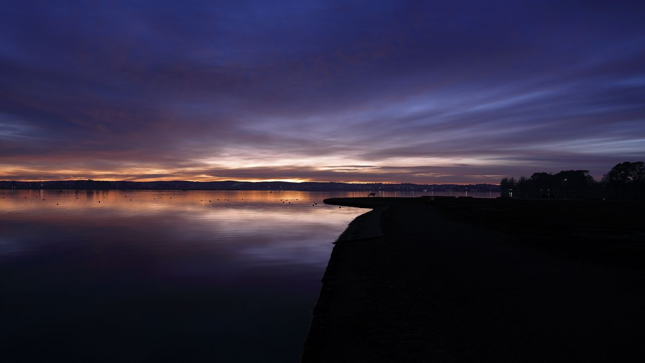 Wallpaper water, horizon, dusk, coast, reflection