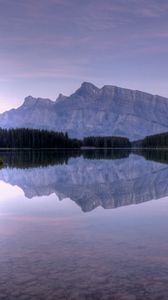 Preview wallpaper water, lake, mountains, reflection, mirror, fir-trees