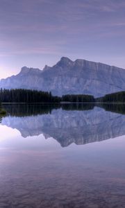 Preview wallpaper water, lake, mountains, reflection, mirror, fir-trees