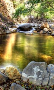 Preview wallpaper water, lake, stones, gleams