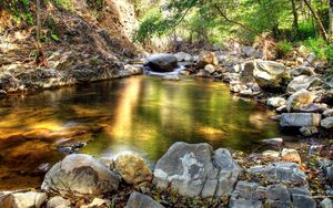 Preview wallpaper water, lake, stones, gleams