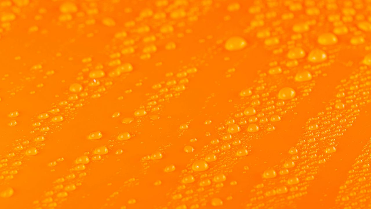 Wallpaper water, liquid, drops, macro, orange