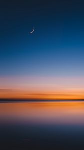 Preview wallpaper water, moon, dusk, horizon