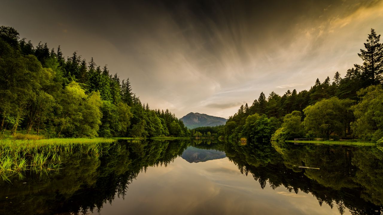 Wallpaper water, mountains, reflection, trees