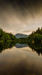 Preview wallpaper water, mountains, reflection, trees