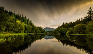 Preview wallpaper water, mountains, reflection, trees