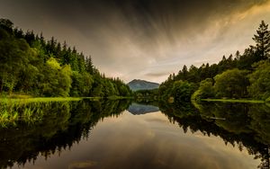 Preview wallpaper water, mountains, reflection, trees