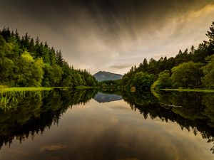 Preview wallpaper water, mountains, reflection, trees