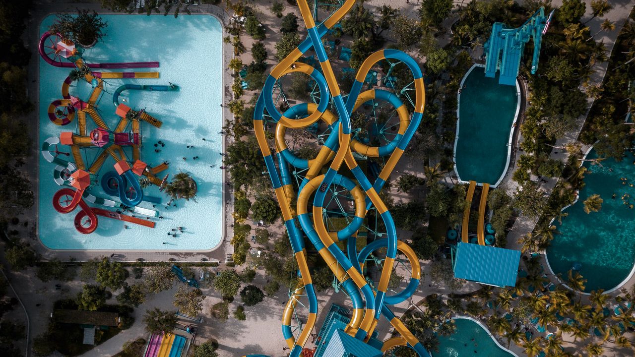 Wallpaper water park, slides, pool, entertainment, aerial view