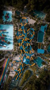 Preview wallpaper water park, slides, pool, entertainment, aerial view