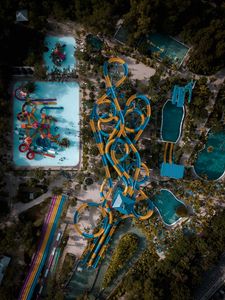 Preview wallpaper water park, slides, pool, entertainment, aerial view