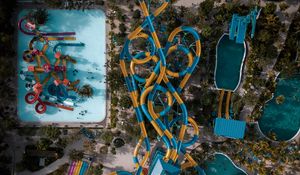 Preview wallpaper water park, slides, pool, entertainment, aerial view