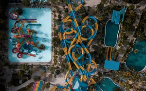 Preview wallpaper water park, slides, pool, entertainment, aerial view