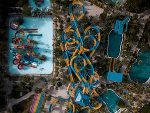 Preview wallpaper water park, slides, pool, entertainment, aerial view