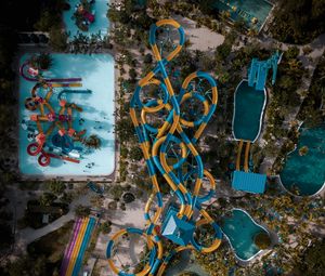 Preview wallpaper water park, slides, pool, entertainment, aerial view