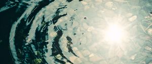 Preview wallpaper water, pebbles, circles, light, transparent