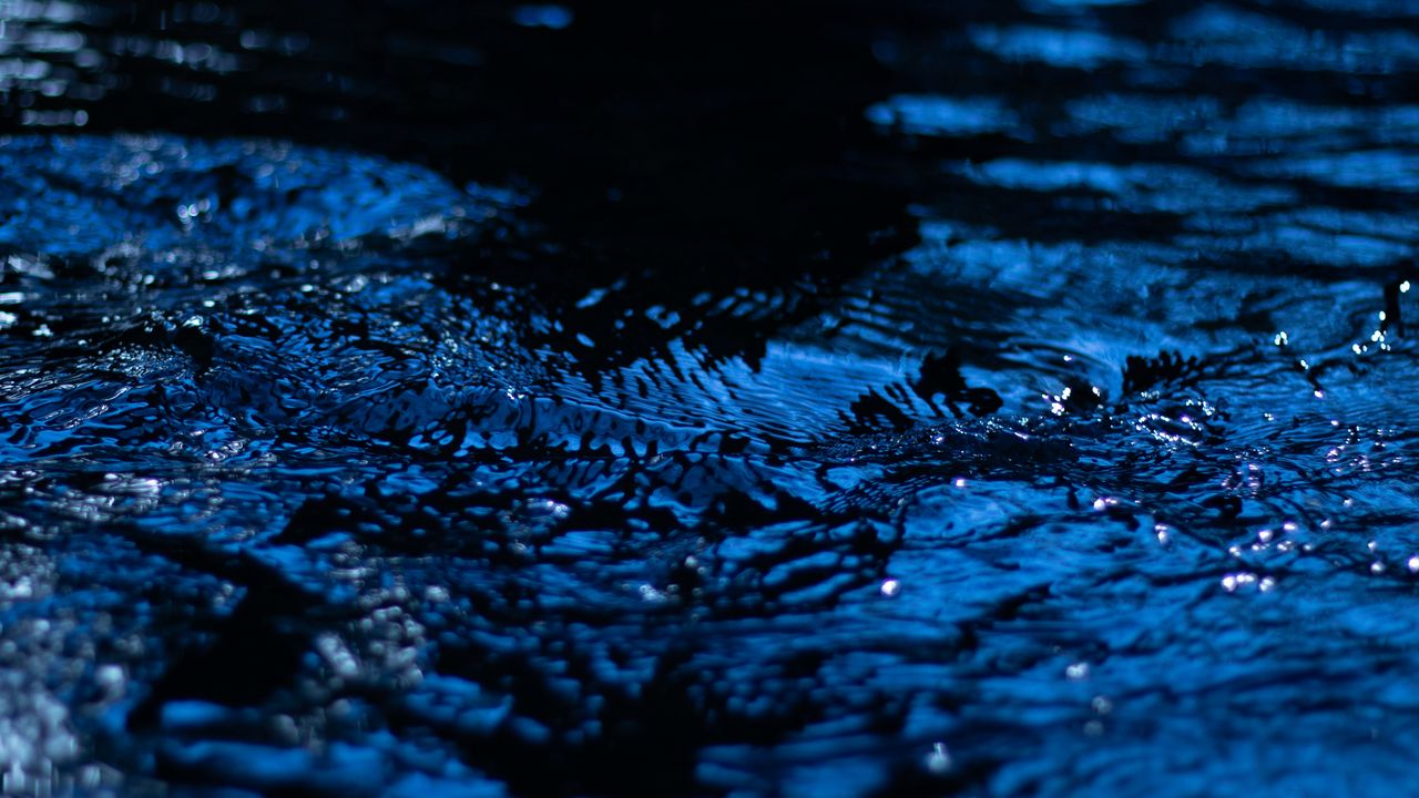 Wallpaper water, ripples, blue, splash, macro, closeup, blur