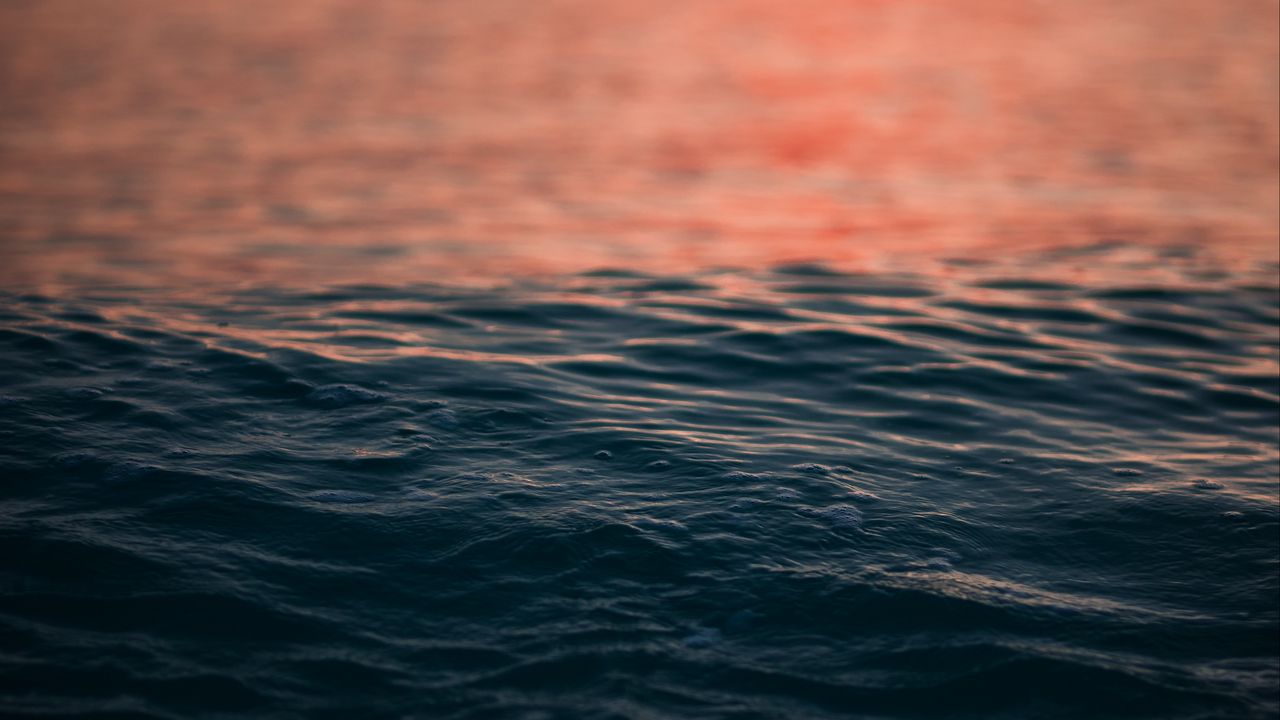 Wallpaper water, ripples, sea, sunset, horizon
