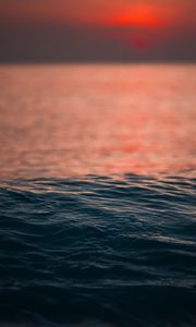 Preview wallpaper water, ripples, sea, sunset, horizon