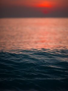 Preview wallpaper water, ripples, sea, sunset, horizon