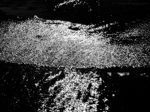 Preview wallpaper water, sea, ripples, glare, bw, dark