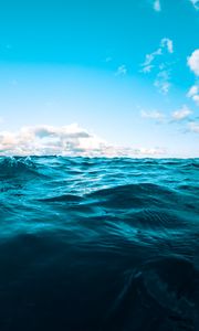 Preview wallpaper water, sea, ripples, waves, sky, blue, clouds