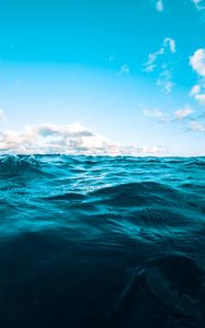 Preview wallpaper water, sea, ripples, waves, sky, blue, clouds
