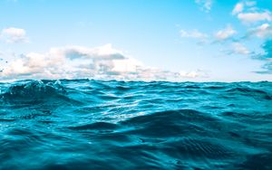 Preview wallpaper water, sea, ripples, waves, sky, blue, clouds