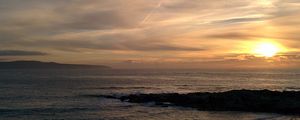 Preview wallpaper water, shore, sun, sunset, nature