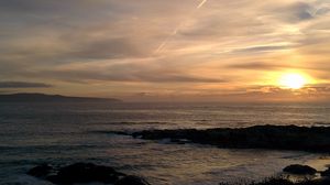 Preview wallpaper water, shore, sun, sunset, nature