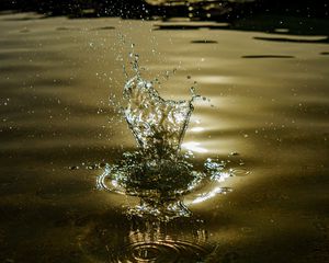 Preview wallpaper water, splash, drops, waves, light