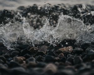 Preview wallpaper water, splash, stones, pebbles