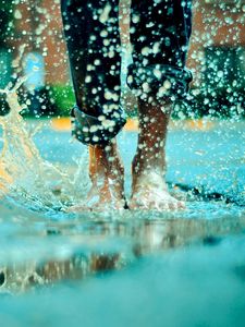 Preview wallpaper water, spray, foot