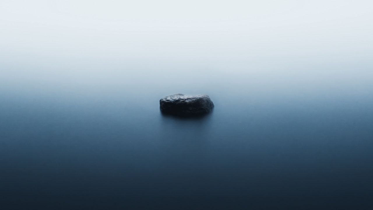 Wallpaper water, stone, fog, minimalism, nature