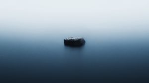 Preview wallpaper water, stone, fog, minimalism, nature