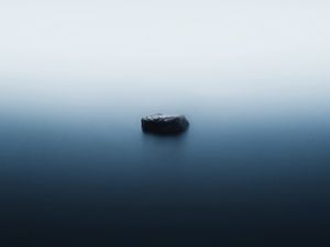 Preview wallpaper water, stone, fog, minimalism, nature