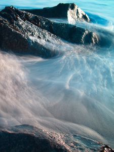 Preview wallpaper water, stones, macro, sand, bottom