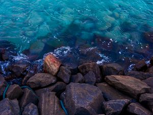 Preview wallpaper water, stones, shore