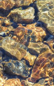 Preview wallpaper water, stones, transparent, glare, distortion